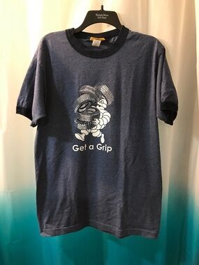 Vintage Michelin Man "Get a Grip" Bibendum Blue T-Shirt Men's Med